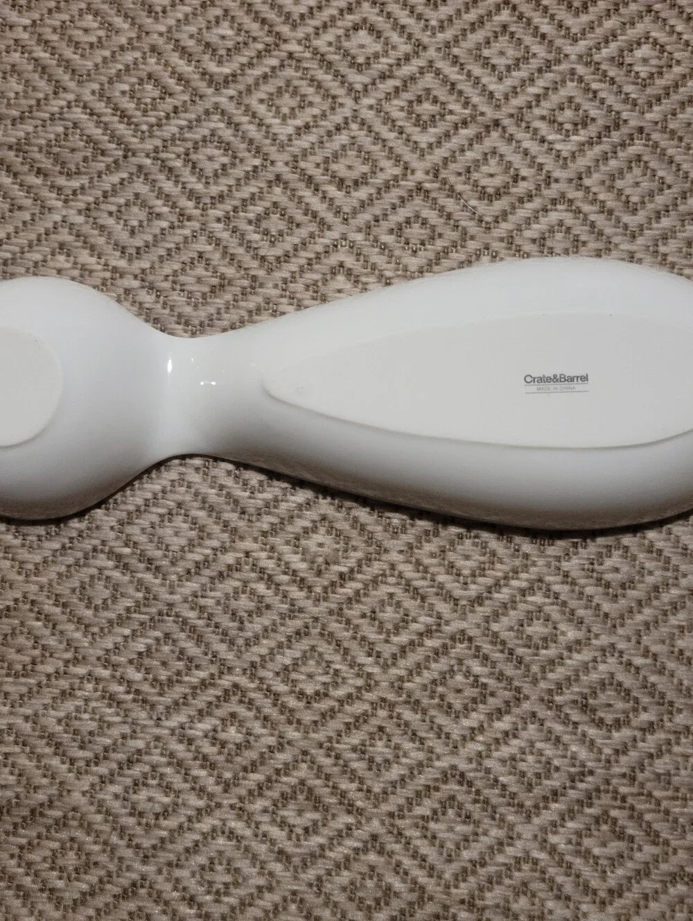 Vintage Crate & Barrel White Porcelain Double Spoon Rest / Utensil Holder